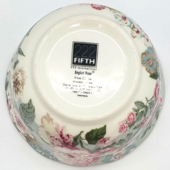 222 Fifth PTS English Rose Ruffle Edge China Cereal Bowl - Picture 4 of 7